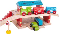 BigJigs gare en bois - jouet train et route pour enfants