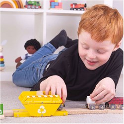 BigJigs accessoire train conteneur de recyclage - jouet en bois pour circuits