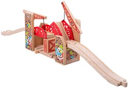 BigJigs pont levant double en bois graffiti - accessoire circuit train