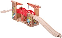 BigJigs pont levant double en bois graffiti - accessoire circuit train-2