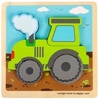 BigJigs puzzle en bois tracteur - jouet pour tout-petits - 5 pièces