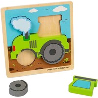 BigJigs puzzle en bois tracteur - jouet pour tout-petits - 5 pièces-2