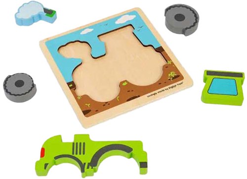 BigJigs puzzle en bois tracteur - jouet pour tout-petits - 5 pièces-3