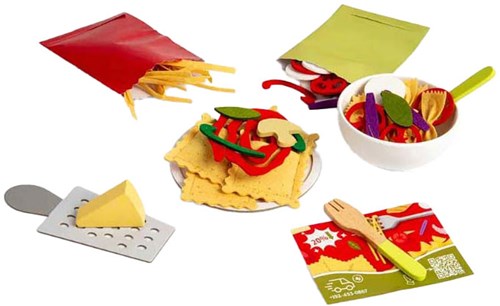 BigJigs jouet en bois set de pâtes - Ensemble de pâtes 64 pièces pour enfants