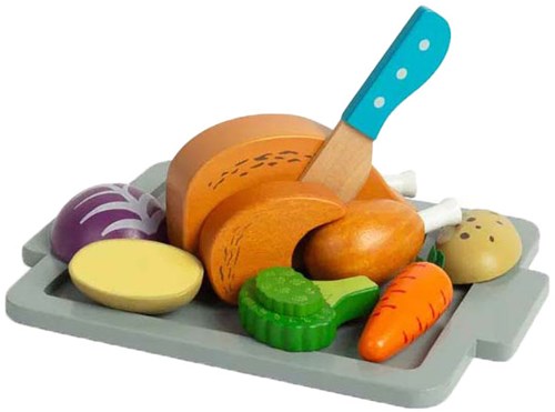 BigJigs jouet en bois set dîner rôti 12 pièces - jeu de rôle
