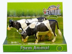 Kids Globe Koe Zwart/wit Staand 1:32, 2st