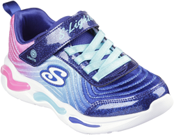 Skechers chaussures enfant baskets lumineuses navy menthe arc-en-ciel confort