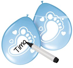 Folat ballons naissance garçon bleu inscriptibles 6 pièces babyshower
