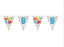 Folat fanions confettis anniversaire 9 ans 10 mètres plastique