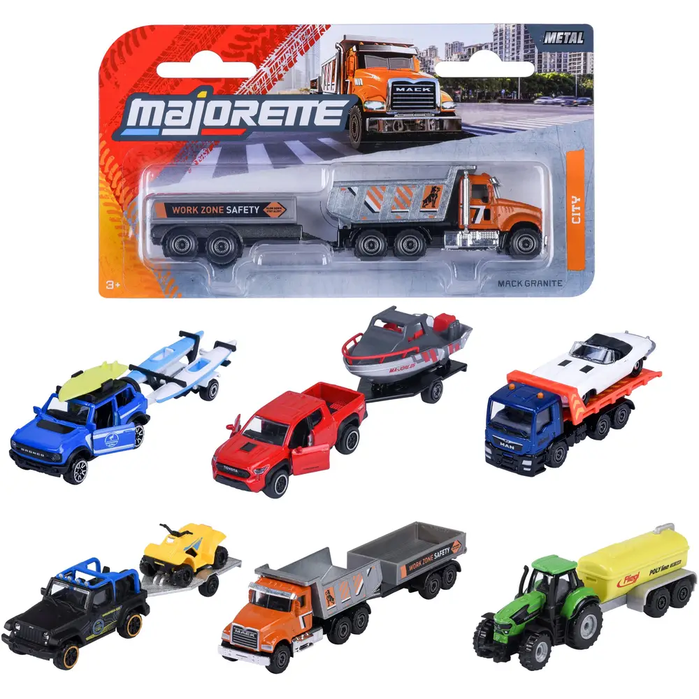 Dickie voiture jouet City Trailer avec remorque, métal, 6 variantes