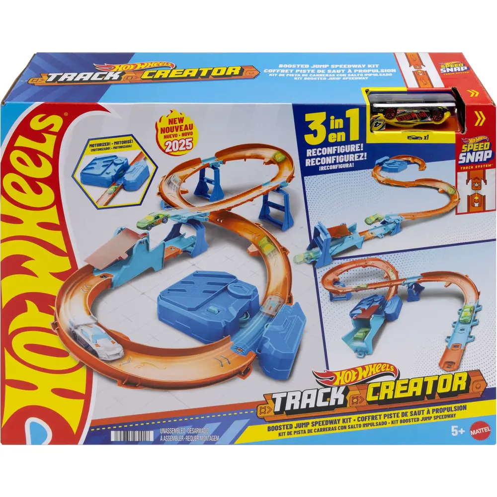 Hot Wheels circuit de course jouet avec accélérateur motorisé et set de cascades