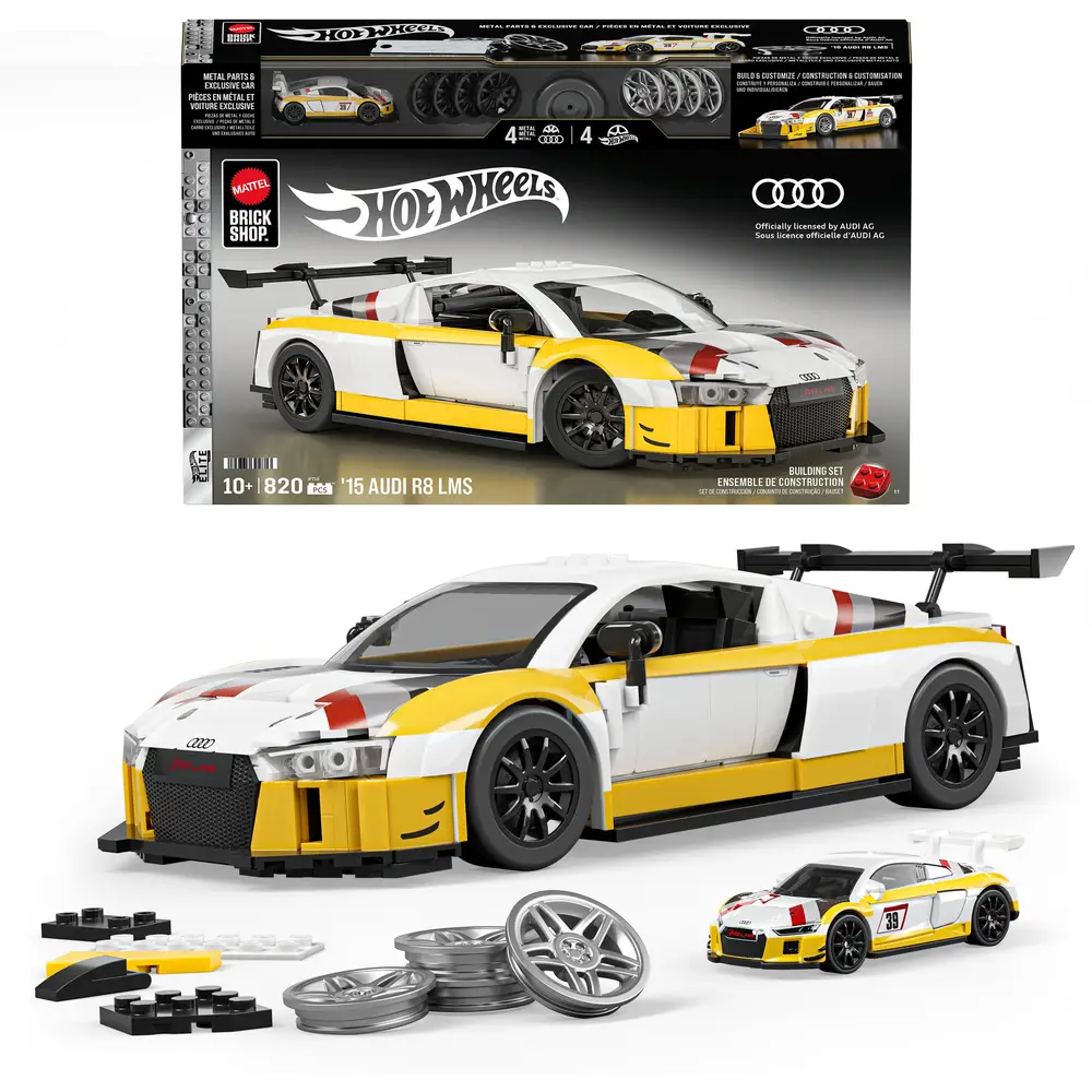 Hot Wheels coffret de construction - voiture de course Audi R8 LMS - 820 pièces - Mattel Brick Shop