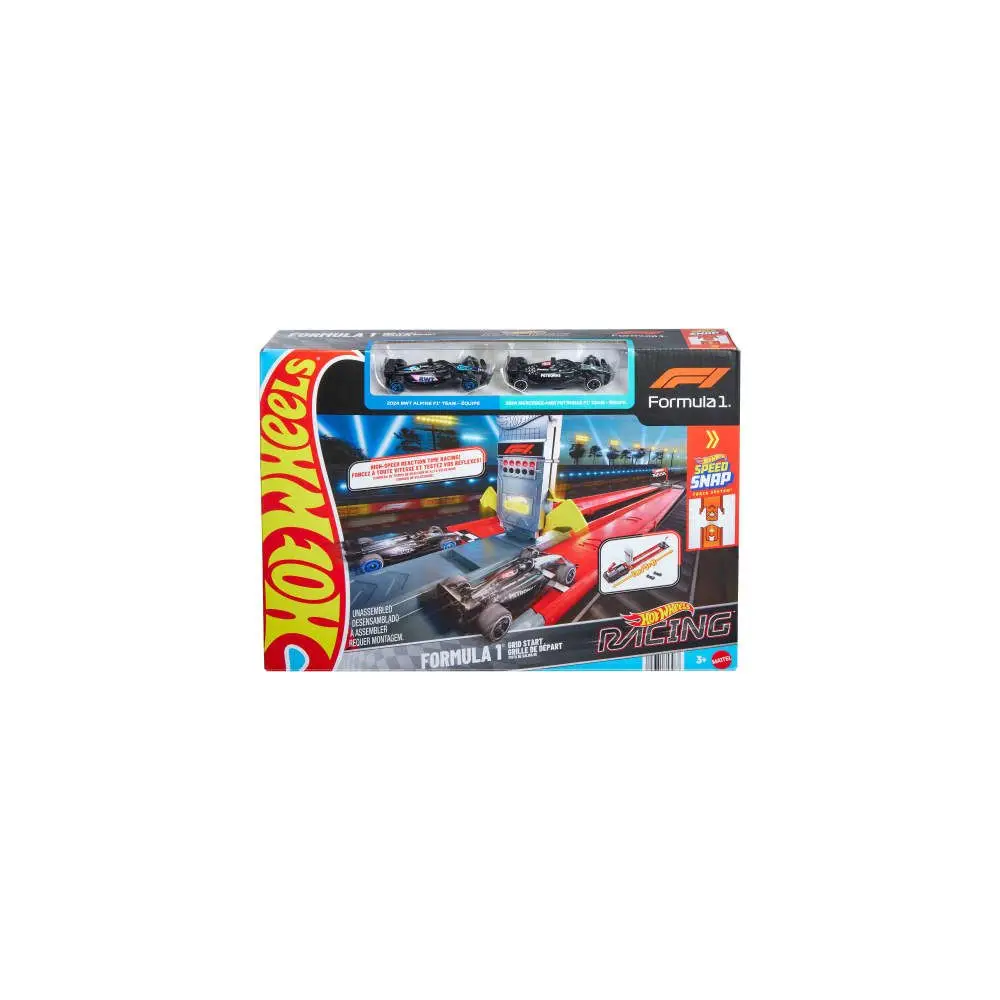 Piste de course jouet Hot Wheels Formule 1 avec 2 voitures F1 en métal