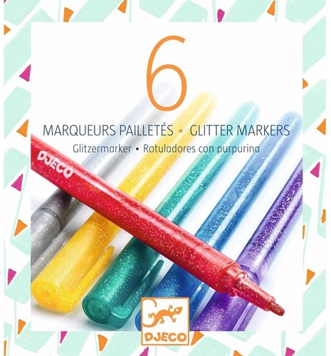 Djeco 6 marqueurs pailletés
