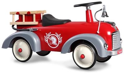 Baghera porteur - Camion de pompier voiture rétro jouet rouge-2