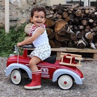 Baghera porteur - Camion de pompier voiture rétro jouet rouge