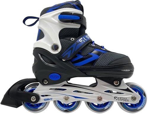 Patins à roulettes en ligne réglables bleu noir cadre aluminium taille 35-38 enfants-2