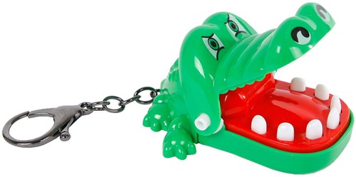 Porte-clés crocodile mordant jouet jungle vert métal-2