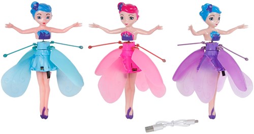 Poupée fée volante glamour 16,5cm jouet magique rechargeable USB-2