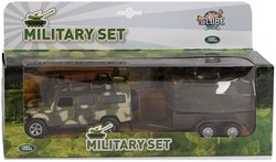 Kids Globe Die-cast Land Rover Met Aanhanger Leger, 27cm