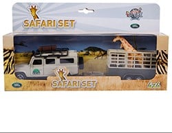 Kids Globe Die-cast Land Rover met Giraffe-trailer, 29cm