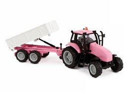 Kids Globe Die-cast Tactor met Aanhanger - Roze