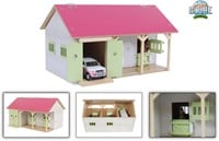 Kids Globe écurie avec 2 stalles et hangar 1:32 34x22x19cm rose-2