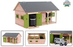 Kids Globe écurie avec 2 stalles et hangar 1:32 34x22x19cm