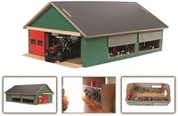 Kids GLOBE étable jouet bois 1:32 avec filet brise-vent ferme-2