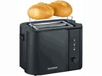 Severin Grille-pain noir mat inox 800W avec support à pain