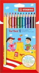 Stabilo crayons de couleur Trio Thick - triangulaires et extra épais - 12 couleurs
