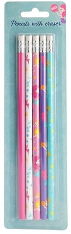 Crayons HB sirènes gris - lot de 5 pour enfants école dessin