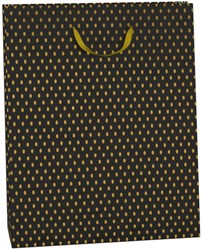 Design Group sac cadeau papier noir premium pois 26x12x32 cm