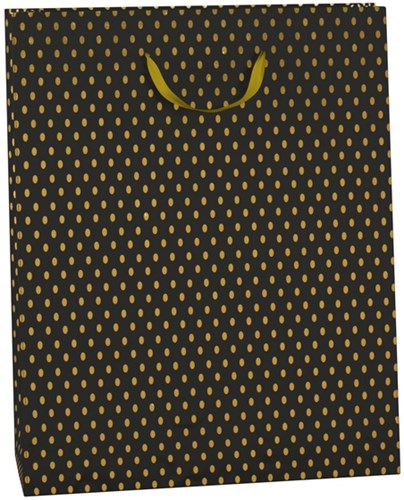 Design Group sac cadeau papier noir premium pois 26x12x32 cm