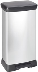 Curver poubelle à pédale 50L argent métallisé - poubelle durable avec soft-close