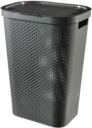 Curver panier à linge Infinity dots 60L - 100% plastique recyclé gris foncé