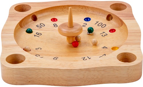 HOT Sports + Toys jeu de roulette tyrolienne en bois avec toupie et billes-2