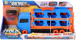 KiddyGo camion transporteur de voitures jouet avec circuit et 2 voitures en métal
