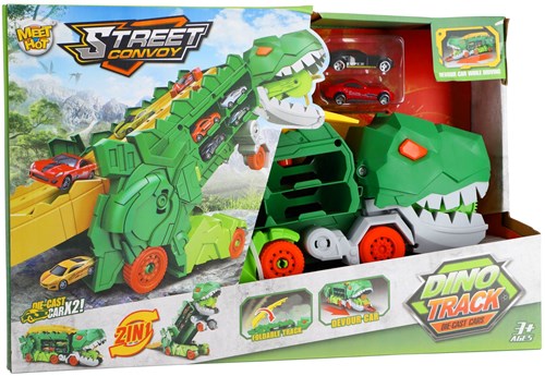 KiddyGo transporteur dinosaure jouet avec 2 voitures diecast et circuit