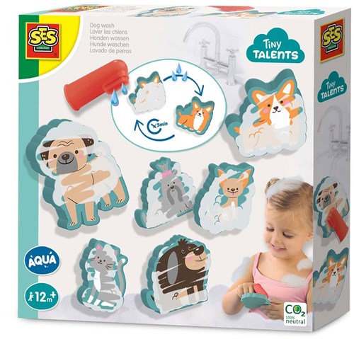 Ses jouet de bain chiens à laver mousse magique pour tout-petits