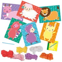 SES broderie animaux duveteux - kit créatif pour enfants - 6 cartes animaux avec fil doux-2