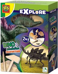 Ses jouet dinosaure - Dino et squelette à déterrer 2 en 1 Stégosaure