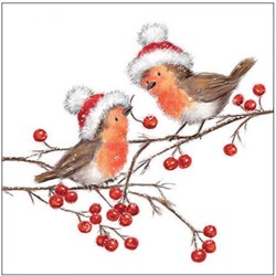 Ambiente serviettes décoration de table de Noël Christmas robins 33cm papier