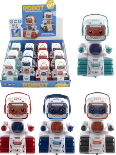 Kidsfun robot jouet friction 10 cm - lot de 12 robots colorés