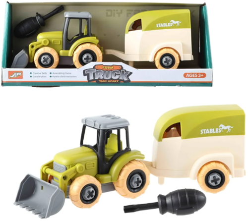 Kidsfun tracteur jouet avec remorque à chevaux et cheval 26 cm blanc