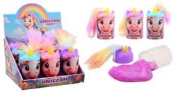 Johntoy jouet putty licorne - cheveux duveteux - présentoir licorne