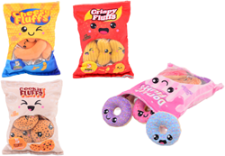 Johntoy pochette snack en peluche - jouet doux snack - 4 assortis