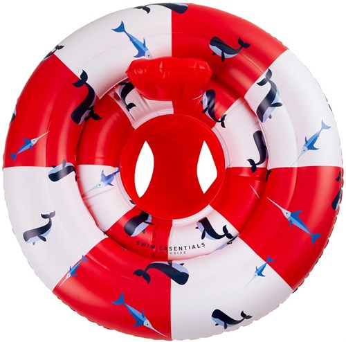 Swim Essentials bouée bébé baleine - siège flottant 0-1 an rouge-blanc