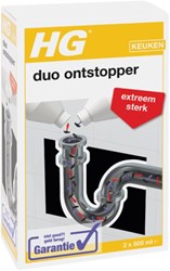 HG déboucheur de canalisation duo 1 litre nettoyant puissant cuisine salle de bain