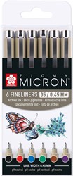 Sakura feutres fins Pigma Micron 05 étui 6 couleurs - set de stylos dessin